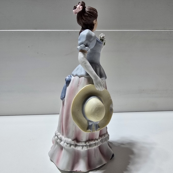 HOMCO 1452 Lady Camille Figurine Statue Victorian Woman with Hat Pink Blue - Picture 4 of 6